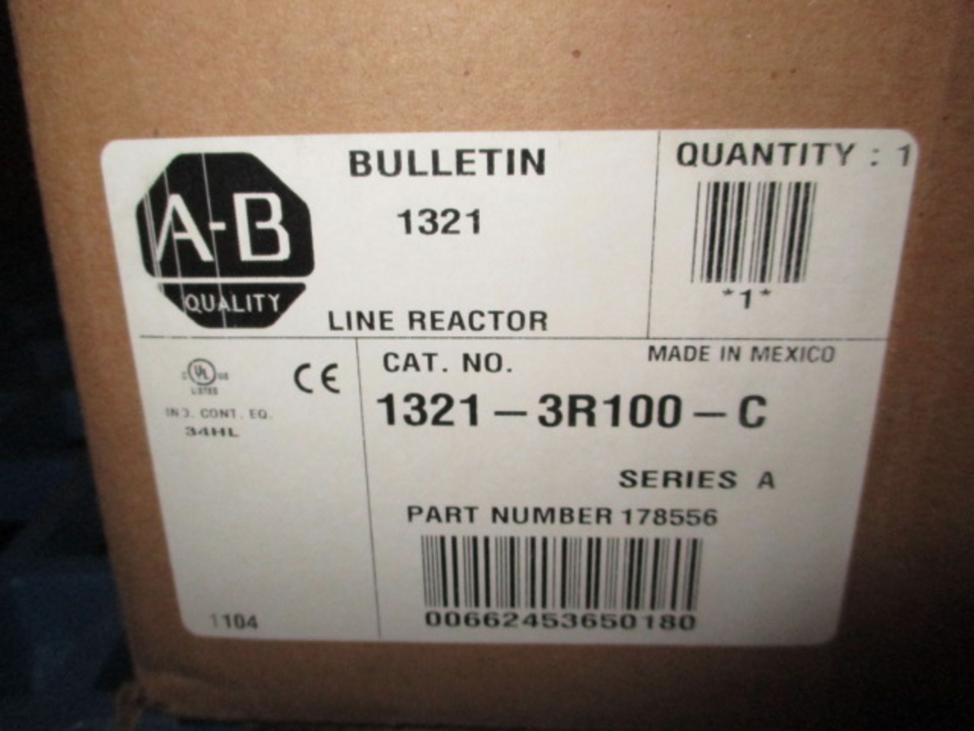 Allen Bradley Bulletin 1321-3R100-C Line Reactor; 100 Amp 3 Phase Line Reactor. HIT# 2222973. Loc: - Image 2 of 2