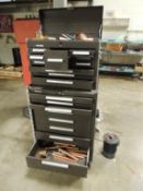 Kennedy Tool box; eight drawer bottom cabinet ten drawer top cabinet, a few copper fittings. HIT#