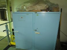 Vidmar Cabinets; with contents, Corner sander with discs, Yard tools, Paint Stripping machine,