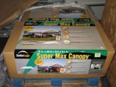 Canopies; Lot: (2) Shelter Logic Super Max Canopies 20'L x 18'W x 10' 11"H with Disassembled Frame