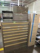 Industrial Cabinet & Contents; 8 drawer with 4 small parts bins on top, containing electrical