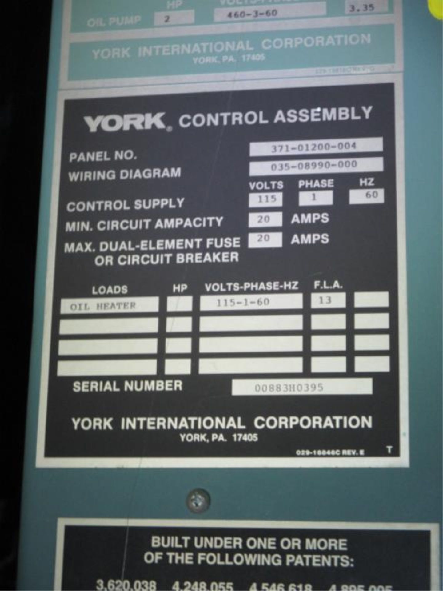 York YKQ1P2H1-CZB Chilling System; Liquid Chilling System / Centrifugal Chiller with 748 H.P. - Image 11 of 11