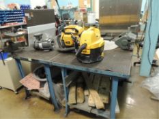 Dayton DeWalt Work tables; Lot: (2) 60"x34"x34" welded together, Dayton two wheel 6" grinder