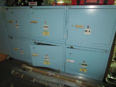 Vidmar Cabinets & Contents; Lot (Qty 6) Vidmar Cabinets, Safety supplies, Ear plugs, boot covers,