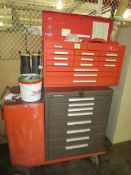 Kennedy Tool Box; 12 drawer top box, 8 Drawer bottom box & 2 drawer side cabinet. Hammers, screw