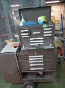 Kennedy Tool Box with contents; 10 drawer top box & 5 drawer with bottom cabinet & 6 drawer side