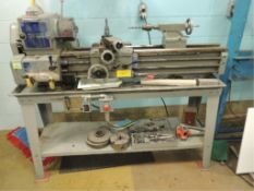 Jet 1236PS Lathe; 12" swing, 36" centers, w/ two 3 jaw chucks and some accessories,240v 3ph. SN#