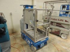 Genie GR 15 Runabout; electric man lift, 15'2" ht. 350lb max. load, Mfg. 2002, 110ac. SN# GR.02.