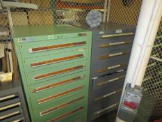 Industrial Cabinets & Contents; Lot (Qty 2) (1) 8 drawer Stanley Vidmar, & (1) 7 Drawer Equipto.