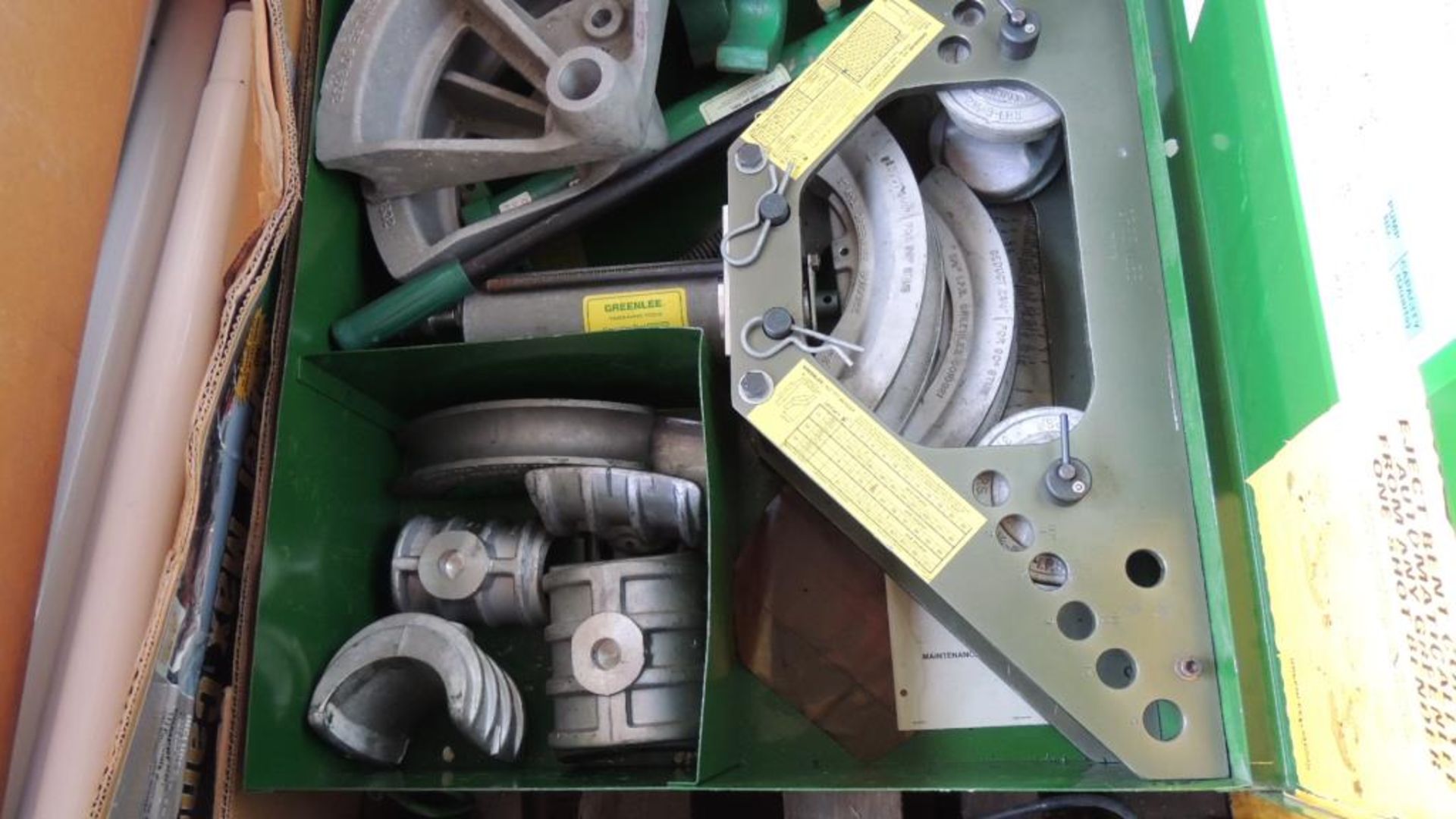 Greenlee 777 Bender; 1 1/2" to 4" also Greenlee No. 570 portable fish tape blower. HIT# 2226754. - Image 5 of 10