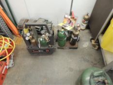 Torch cart; Lot: (1) cutting small bottle cart, includes tanks and gauges no hose or torch, (1)