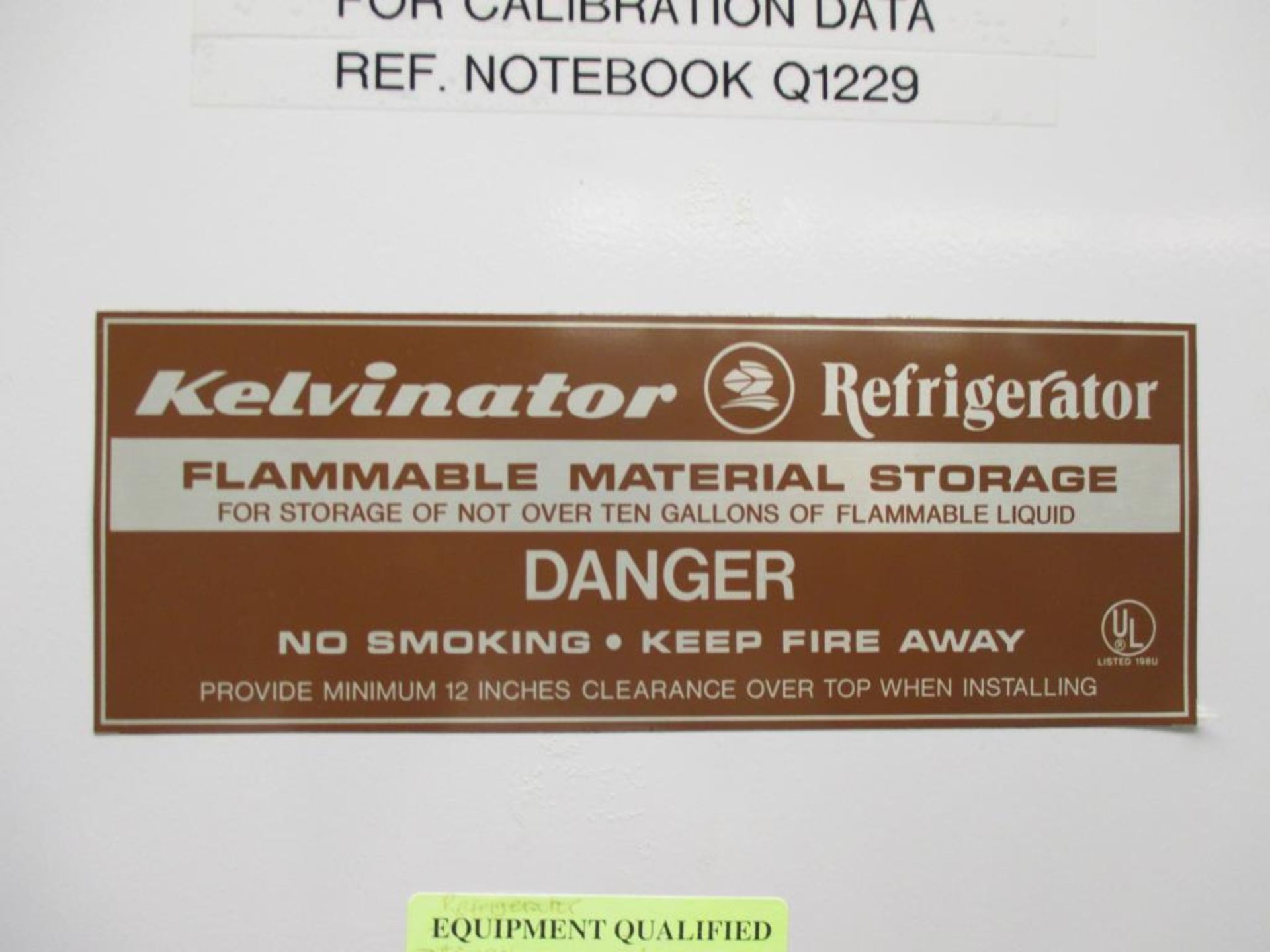 Kelvinator Refrigerator; Flammable Storage Refrigerator. HIT# 2096926. Loc: # 313-1. Asset located - Image 2 of 3