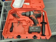 Milwaukee 2610-24 Drill; cordless, 18v 1/2" hammer drill, one battery NO charger. HIT# 2192444. Loc: