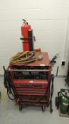 Lincoln Idealarc Welder; tig 250/250 variable voltage, AC/DC arc welding power source, torch cart w/