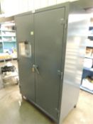 Strong Hold steel cabinet; Lot: cabinet and contents, two door steel cabinet with drawers, 48"x72"