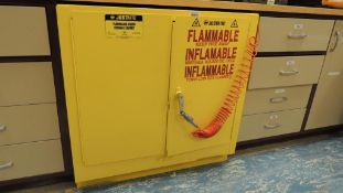 Justrite Flammable cabinet; flammable liquid storage cabinet 22gal capacity. HIT# 2226612. Loc: 710.