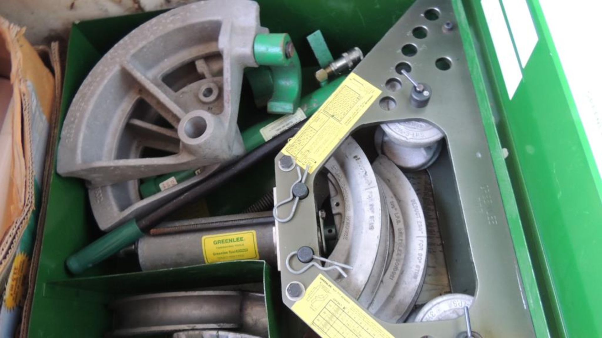 Greenlee 777 Bender; 1 1/2" to 4" also Greenlee No. 570 portable fish tape blower. HIT# 2226754. - Image 6 of 10