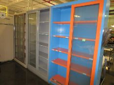 Glass Door Cabinets; Lot (Qty 3) 47"w x 16"d x 84" h. HIT# 2123666. Loc: 1013. Asset Located at 64