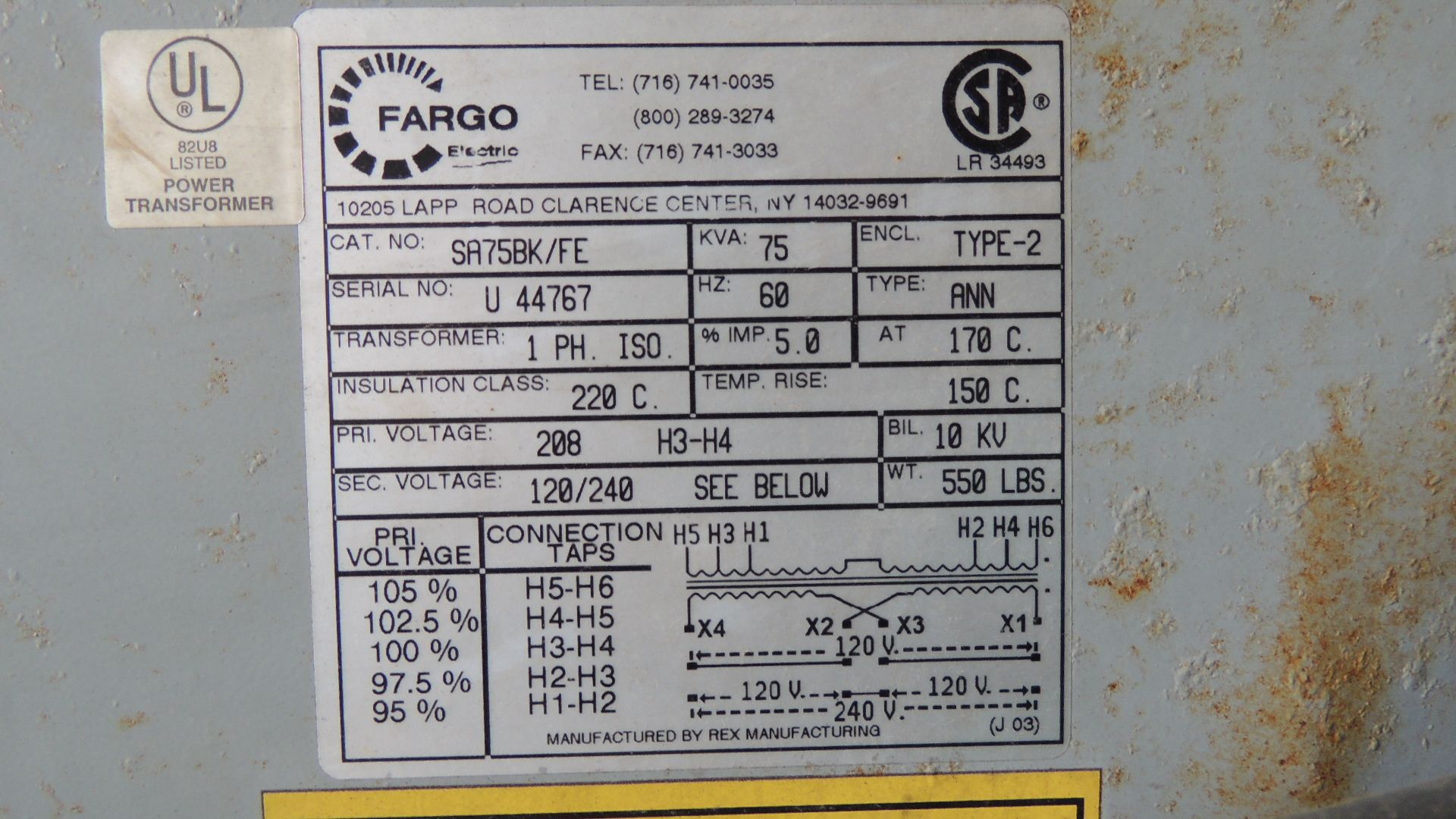 Fargo Load Center on casters w/ type 2 transformer 75kva, breaker panel, main disconnect and - Image 6 of 8