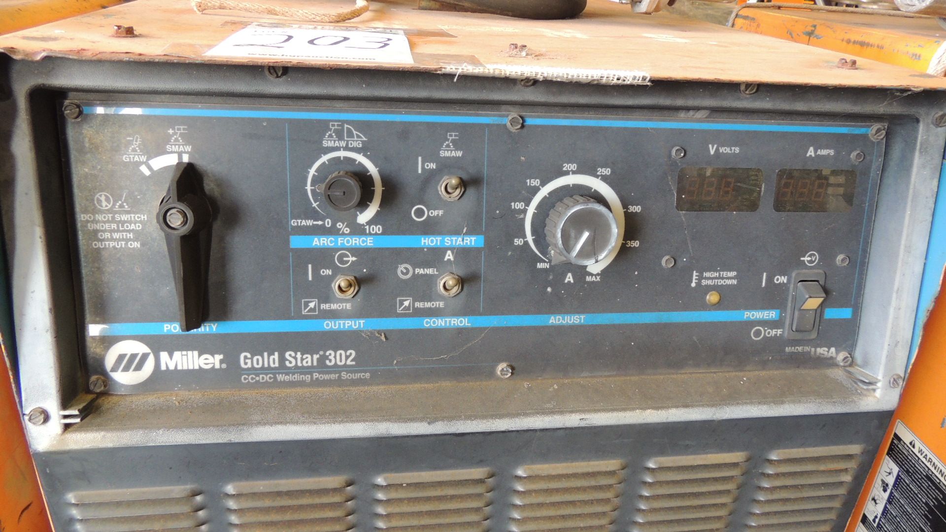 Welder. Miller Gold Star 302 CC.DC welding power source, on casters, volts and amps digital readout, - Image 2 of 4