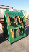 Tool rack on casters with contents, approximately 50 hammer wrenches 1 1/16" to 4 3/8". HIT#