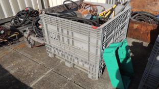 Lot: (1) crate and (3) pallets w/ 460electrical cord and connections, air hoses, (2) chain 1 1/2