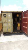 Container / Storage. Conex 20' container and contents, rotating nut and bolt bin, folding tables and