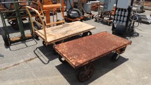 Lot: (5) flat carts, (2) cylinder dollies. HIT# 2230873. Support Facility Area Outside. Asset