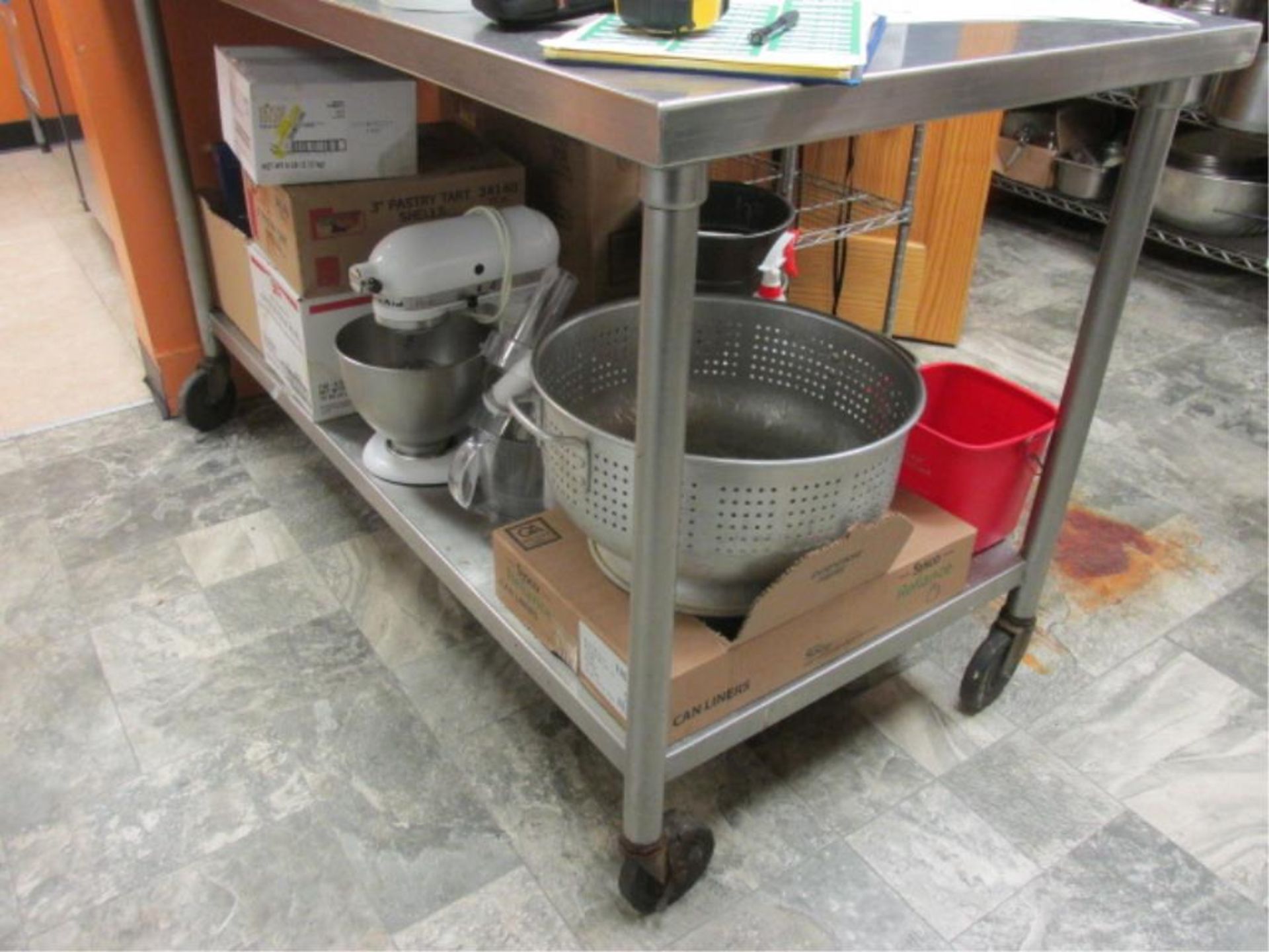 Stainless Steel Portable Prep Table, 30" X 60". HIT# 2234851. Loc: Prep Room. Asset Located at 143