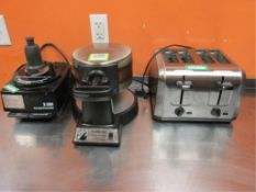 Lot Waffle Maker, Toaster, Food Processor & Mixer. HIT# 2234865. Loc: Kitchen Asset Located at 143