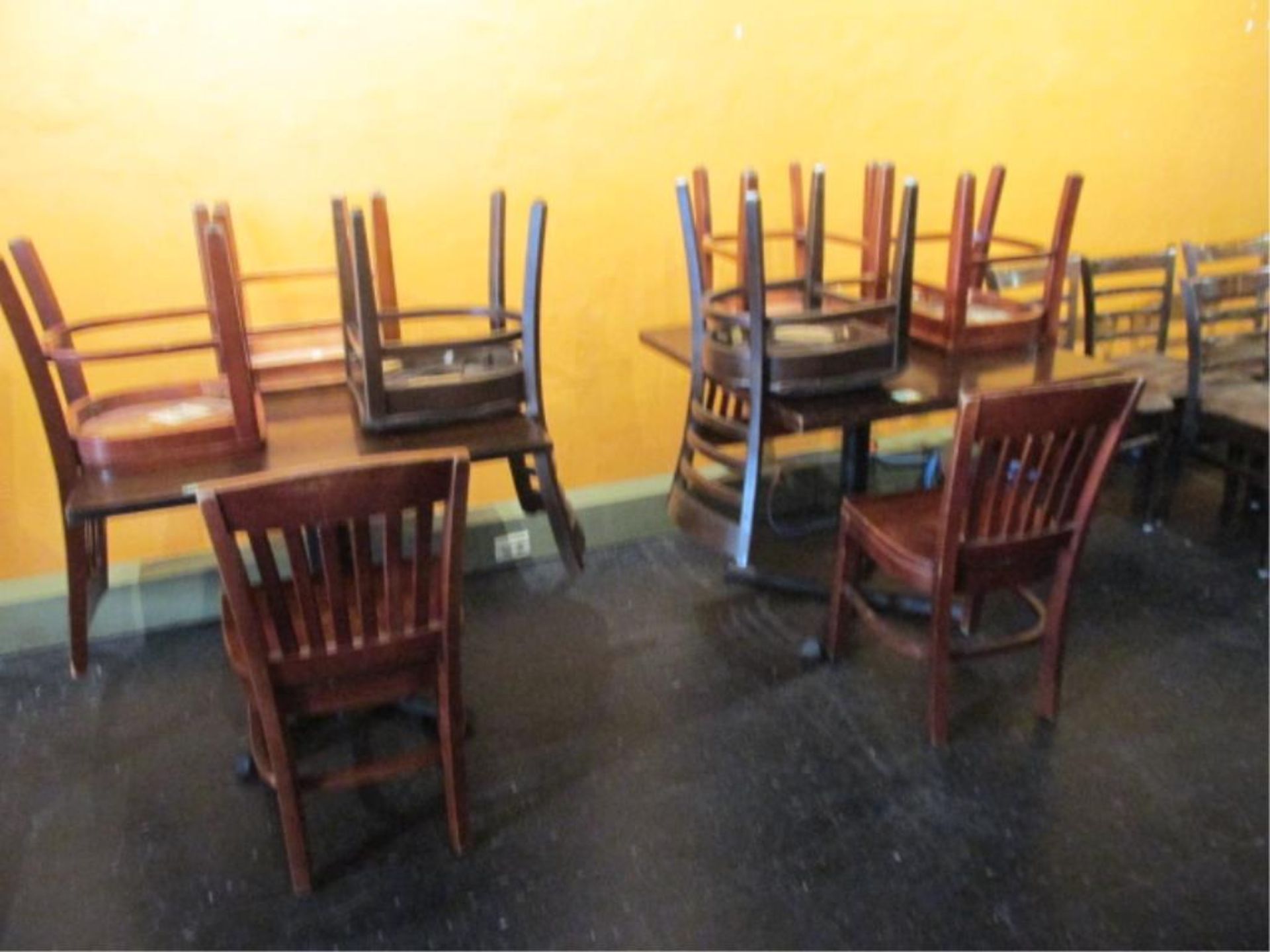 Lot (2) 36" X 36" Square Bar Tables W/ 4 Chairs per Table. HIT# 2234805. Loc: Dining Room. Asset