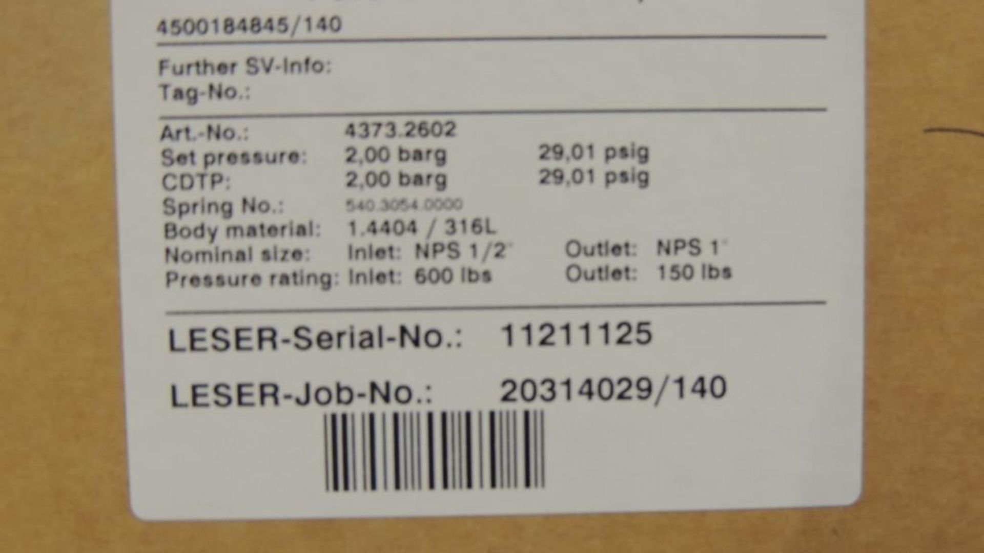 Large Quantity of Leser Relief and Safety Valves, plus Spare Parts Kits - Image 88 of 374