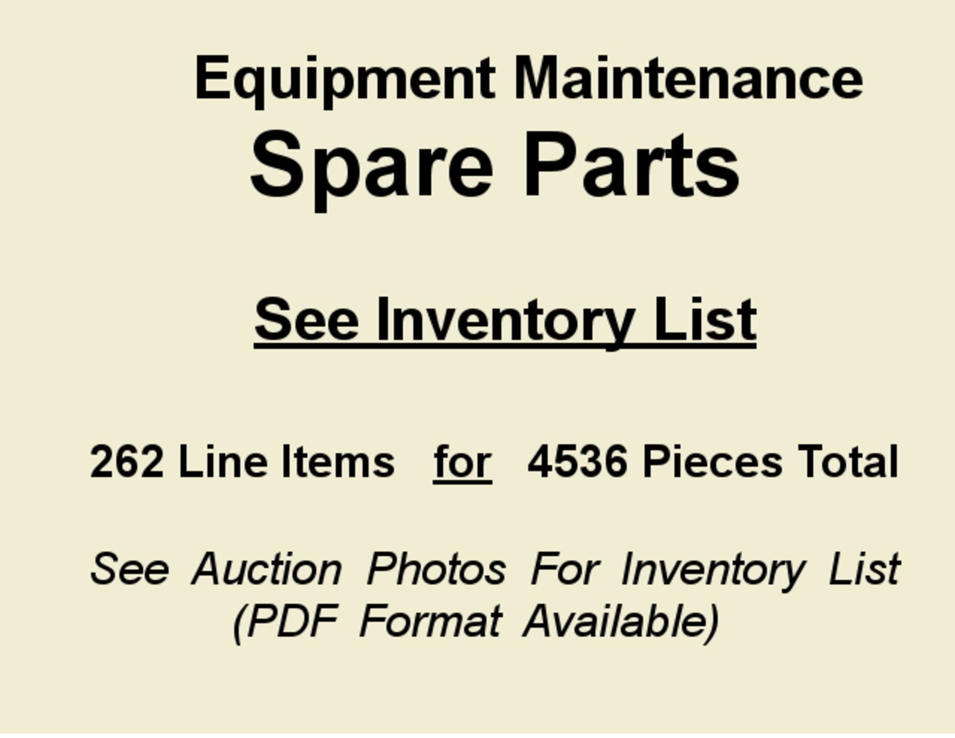Equipment Maintenance Spare Parts