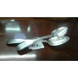 3 VICTORIAN IRISH SILVER PLAIN FIDDLE PATTERN DESSERT SPOONS