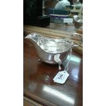 ENGLISH SILVER PLAIN OVAL SAUCEBOAT WITH CERRATED RIM