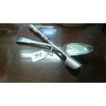 GEORGE III ENGLISH SILVER PLAIN TAPER HANDLE SERVING SPOON