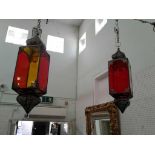 PAIR OF EASTERN STYLE PORCH LANTERNS