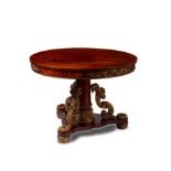 TABLE - Mahogany, bronze, gilt H: 76 cm, D: 108 cm Russia, 1840s Large round mahogany [...]