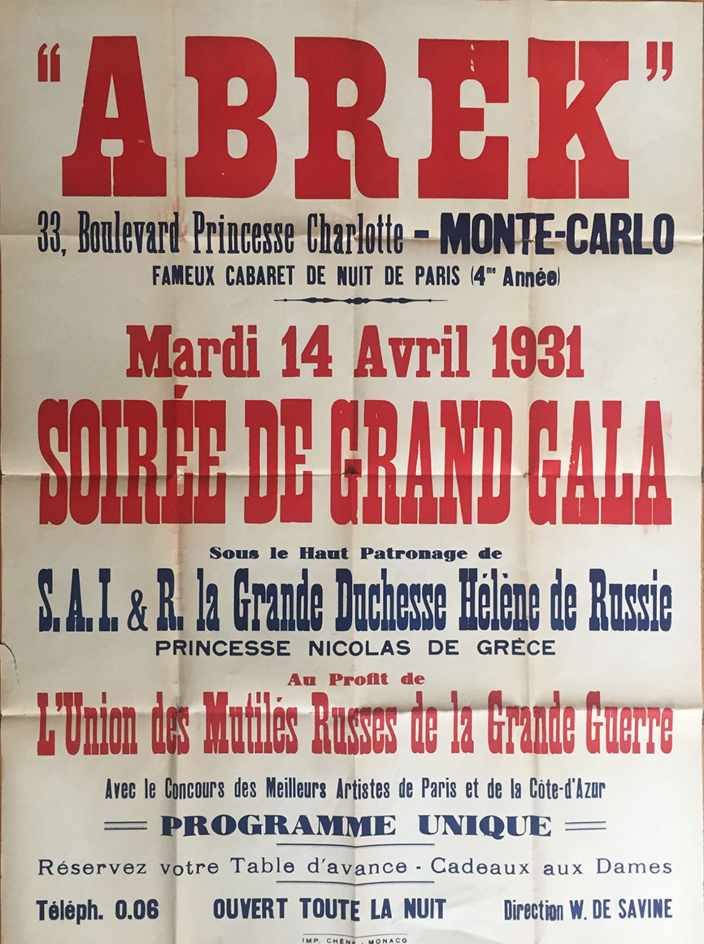 Archives of Savin, V.V. - the owner of Cabaret Abrek in Monte Carlo. - Six posters of [...] - Bild 5 aus 18