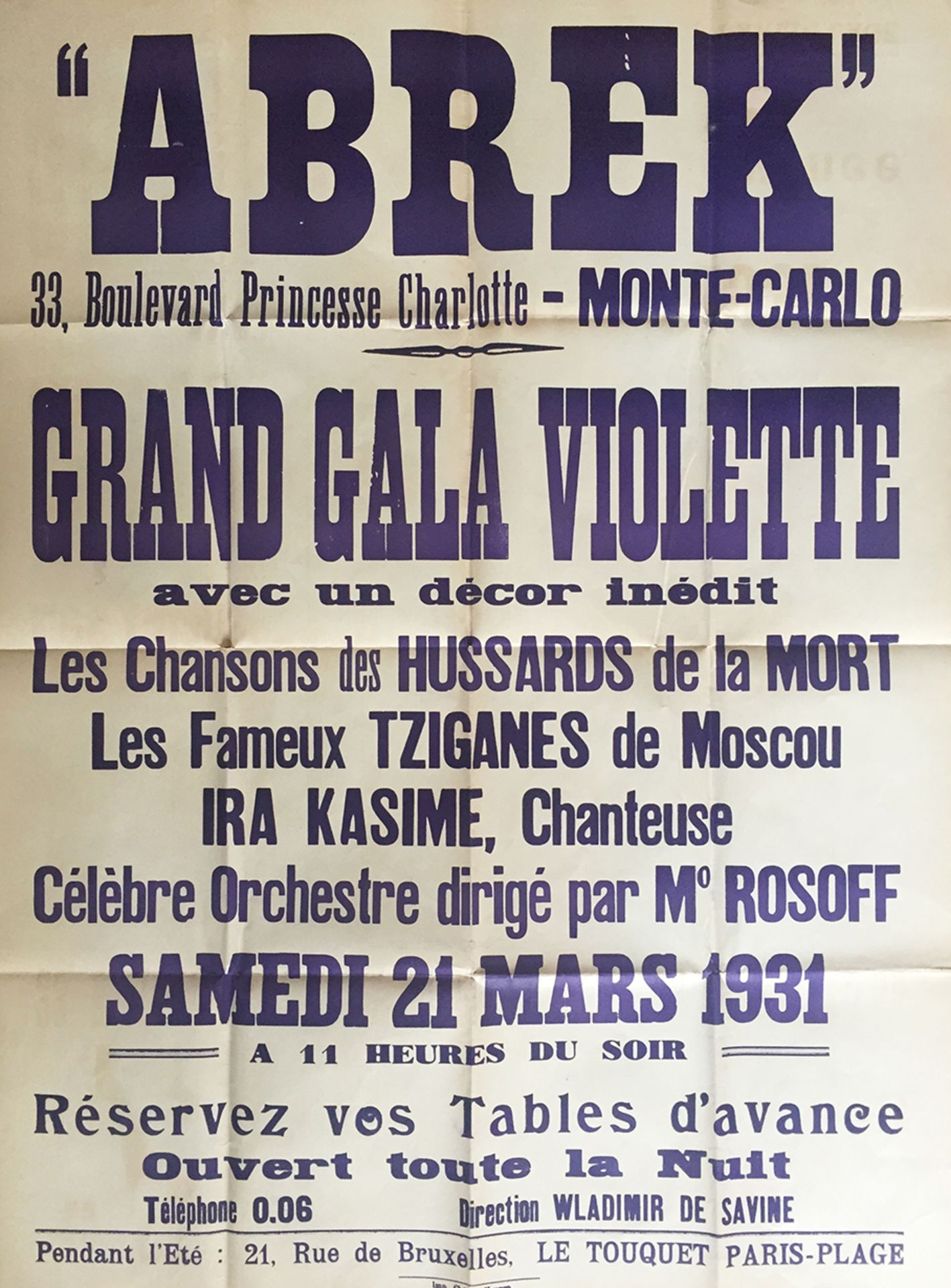 Archives of Savin, V.V. - the owner of Cabaret Abrek in Monte Carlo. - Six posters of [...]
