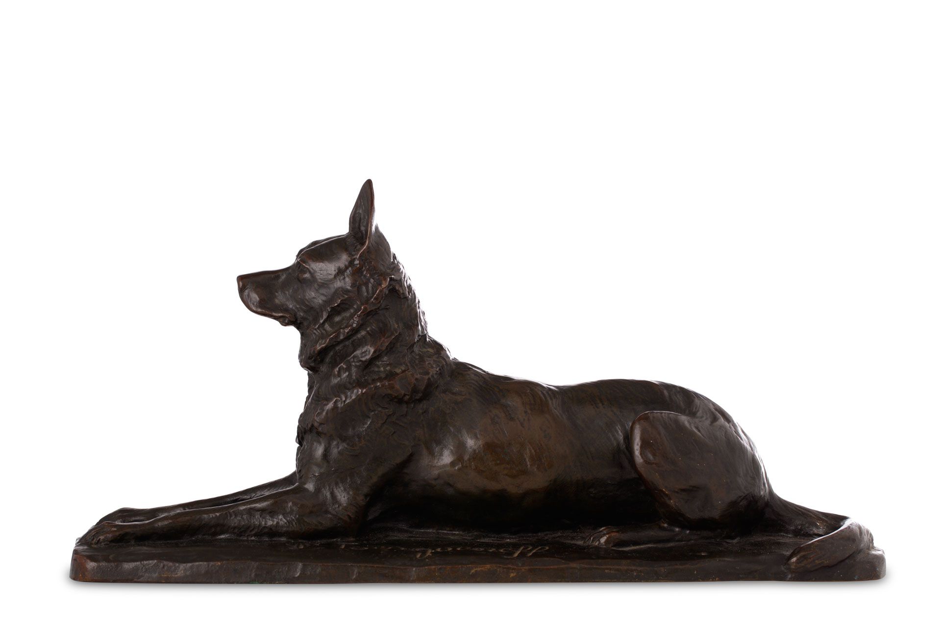 PIERRE NICOLAS TOURGENEFF (1854 - 1912) - ‘Lying Dog’ a bronze sculpture, signed, [...]