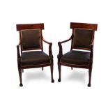 RARE PAIR OF NEO-CLASSICISM ARMCHAIRS - St. Petersburg, 1900 - 1910s Mahogany, [...]