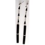 Onyx earrings - Art deco earrings. Set with 0,35ct diamonds -