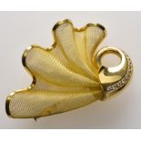 70’s brooch - Gold set with diamonds 18k gold, Weight: 14grs -