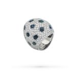 Sapphire and diamond ring - Cartier, model LOBI. White gold ring paved with diamonds [...]