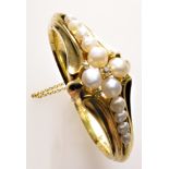 Antique bracelet - Set with natural pearls 18k gold, Weight: 28,3 grs -