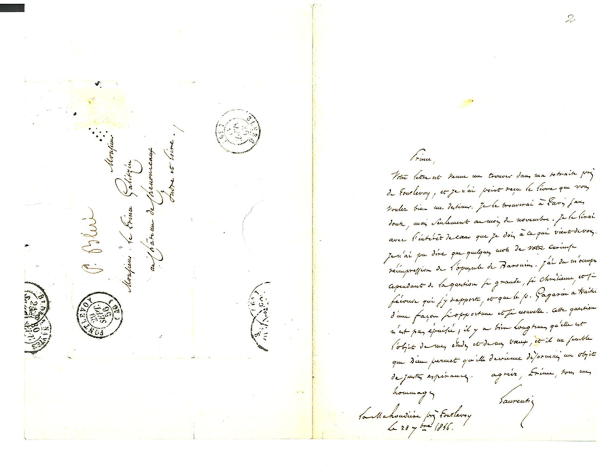 Alphonse de LAMARTINE. 1790-1869. - Writer poet, politician. Autograph letter signed [...] - Image 9 of 9