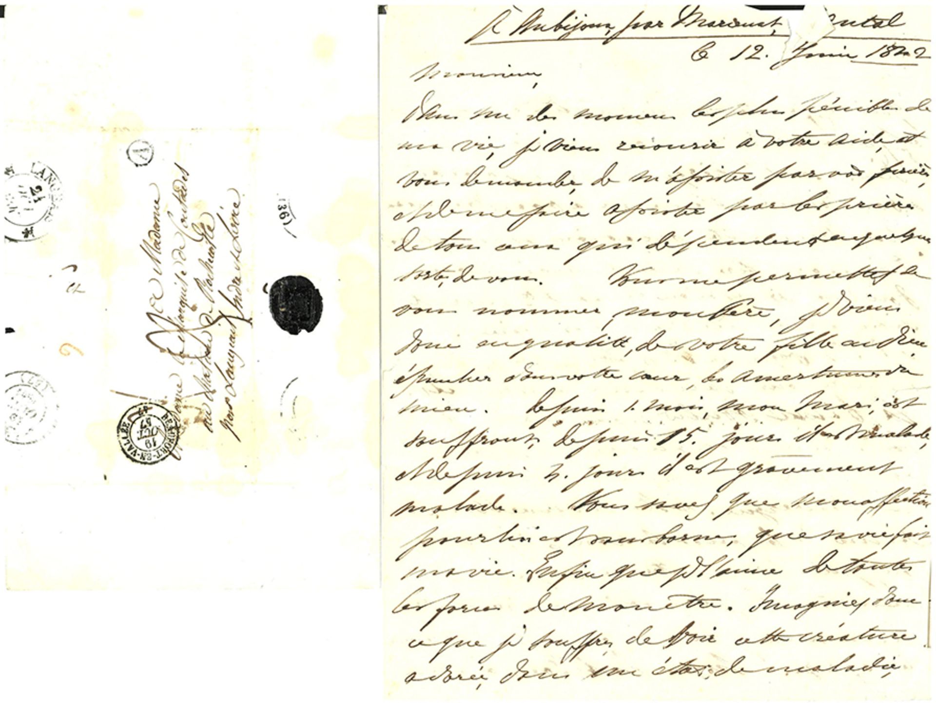Louise-Cordelia GREFFÜLHE. 1796-1847 - Wife of Marshal de Castellane. Letter to his [...] - Bild 2 aus 2