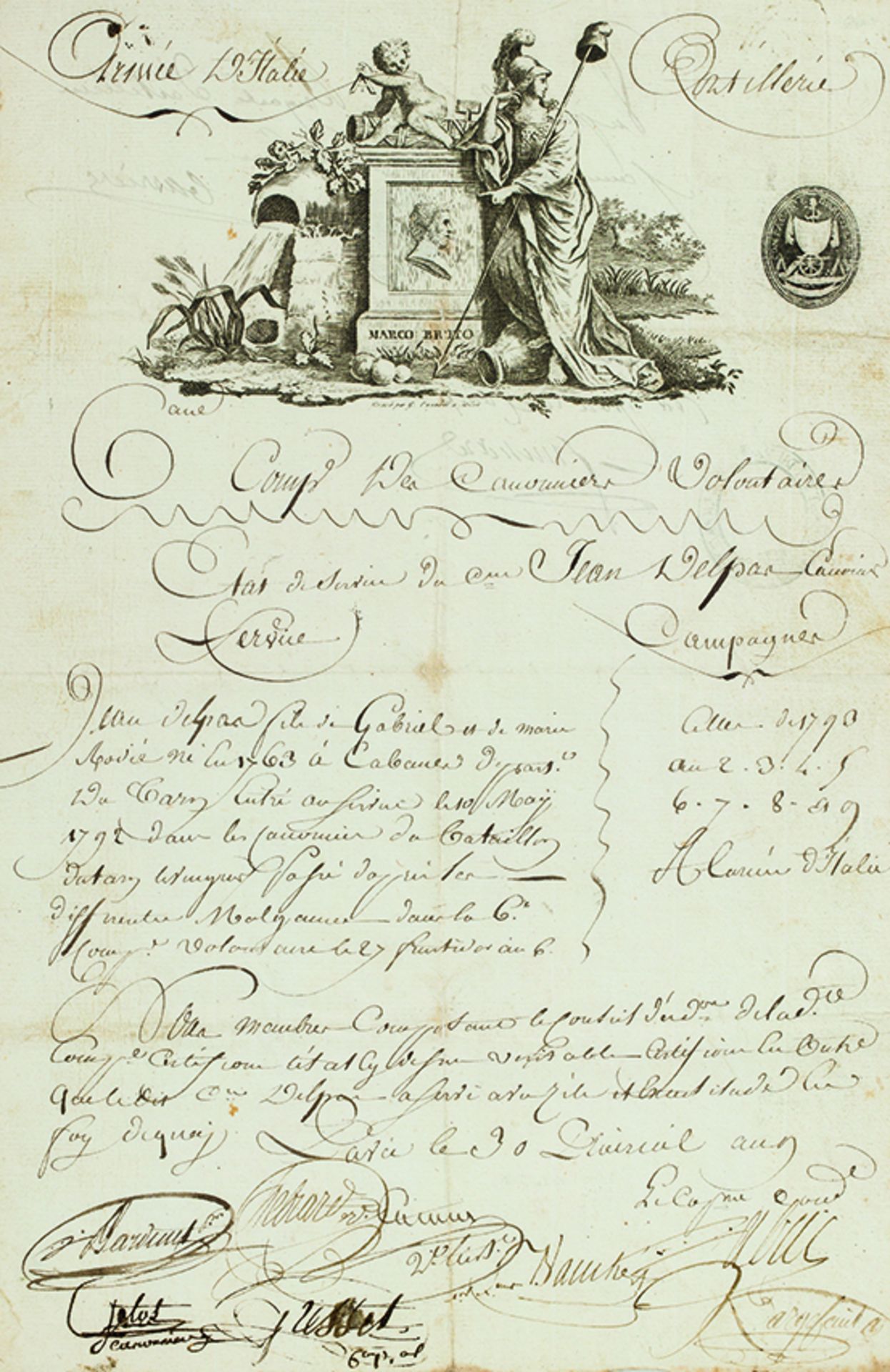 [ITALY ARMY]. - Handwritten piece. Pavia, 30th Prairial year 9th (June 19th, 1801). 1 [...]