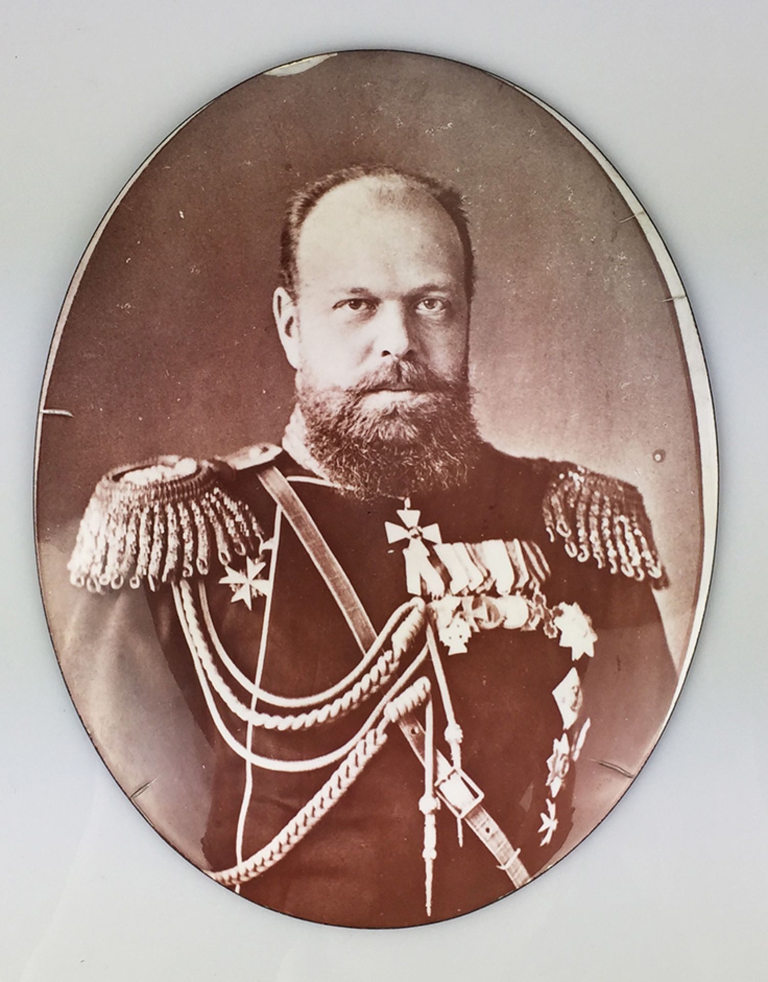 Portrait of Alexander III. - Photography on enamel. Cabinet format. ПОРТРЕТ [...] - Bild 2 aus 3